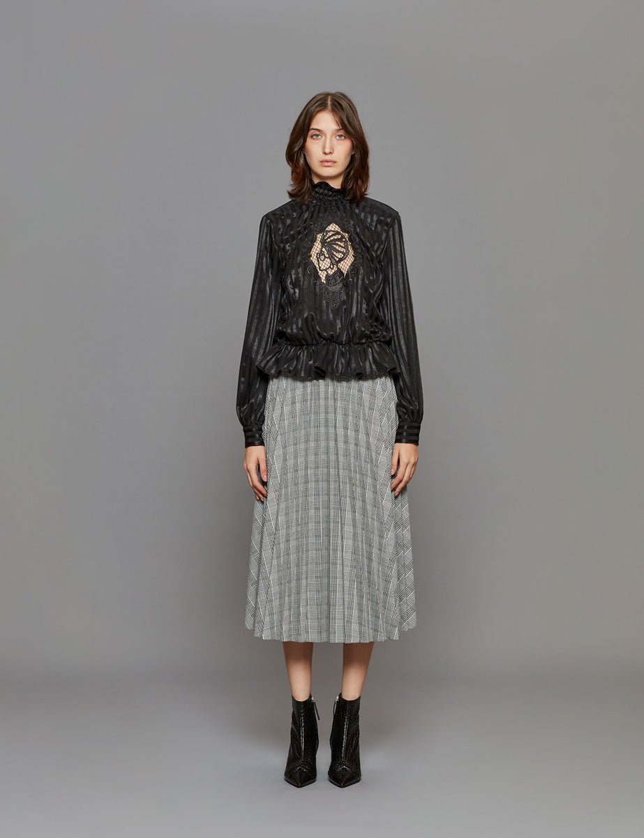 blusa ricamo nero - stella jean - camicia manica lunga