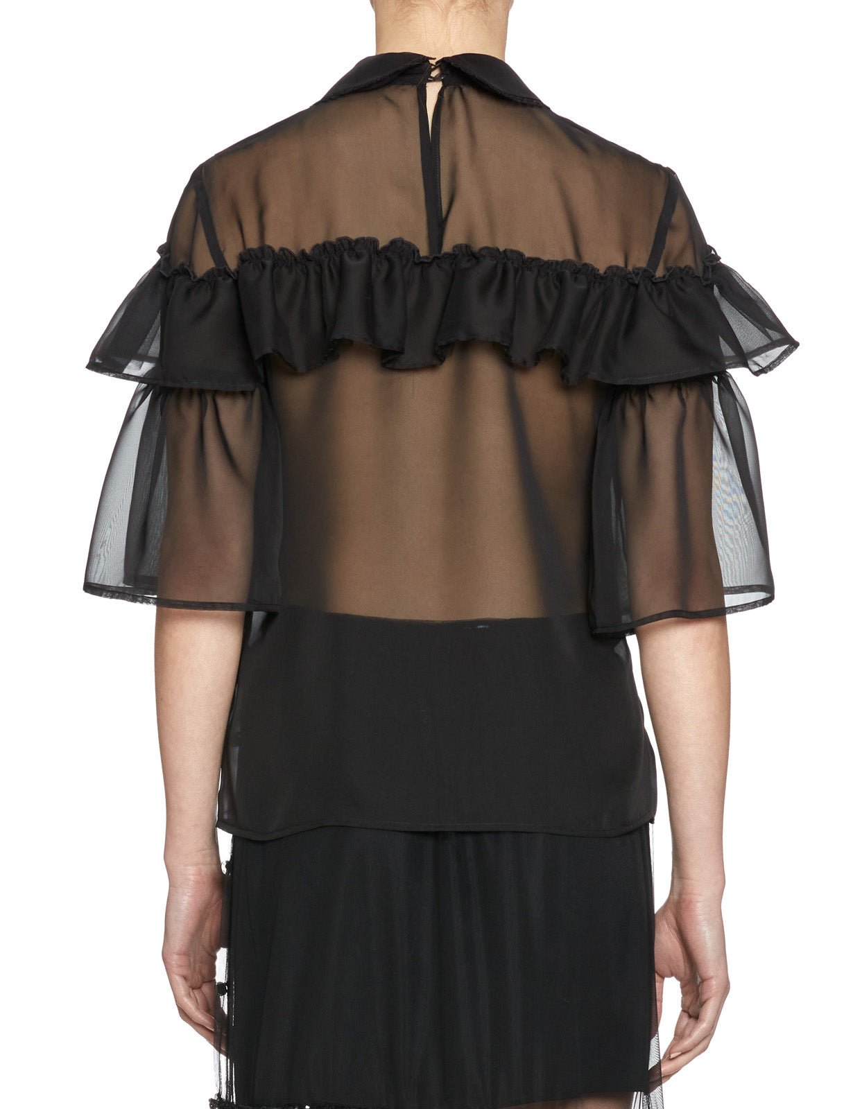 blusa rouches voile black - vivetta - camicia manica corta