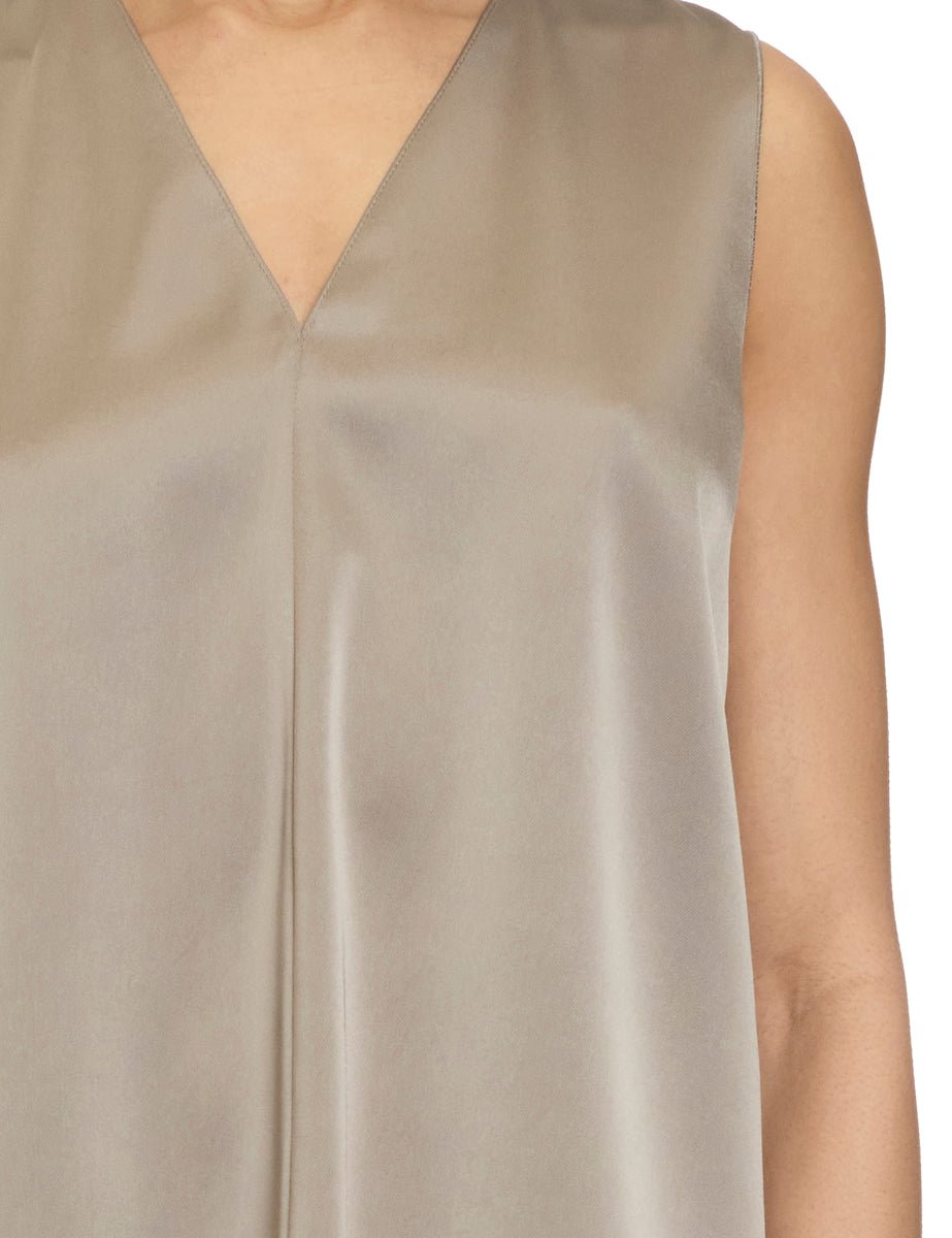 blusa scollo v raso taupe - blufrida - camicia manica lunga