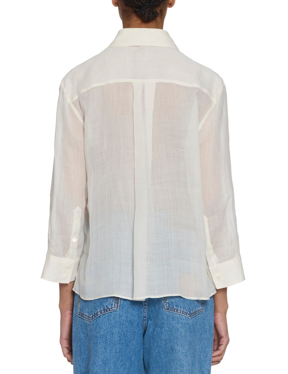 blusa serafino collo camicia avorio - slowear - camicia manica lunga