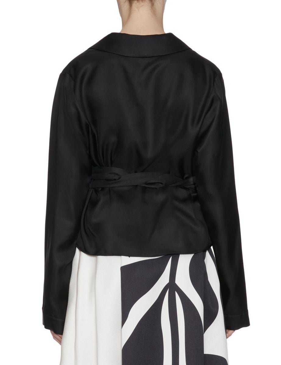 blusa seta incrocio nero - co.go - camicia manica lunga