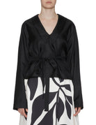 blusa seta incrocio nero - co.go - camicia manica lunga