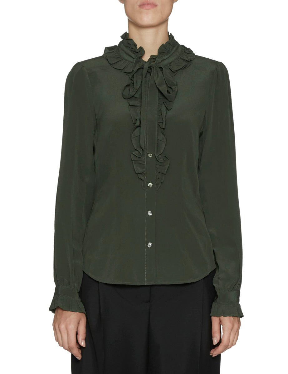 blusa seta rouches cipresso - ulla johnson - camicia manica lunga