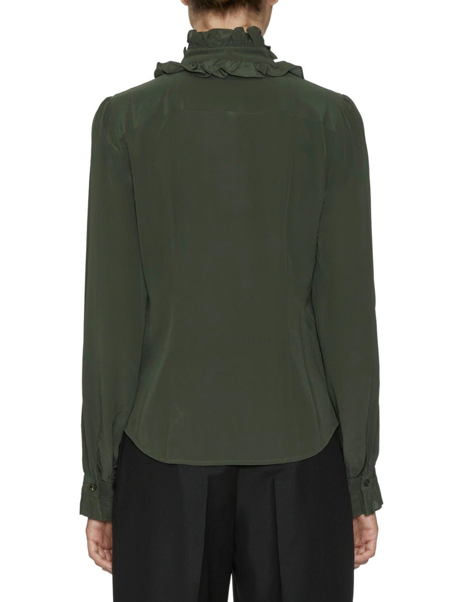 blusa seta rouches cipresso - ulla johnson - camicia manica lunga