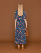 blusa shea botanical batik blue dahlia - ulla johnson - camicia manica corta