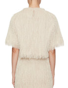 blusa tessuto frangia cream - beatrice b - pullover