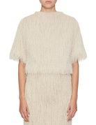 blusa tessuto frangia cream - beatrice b - pullover