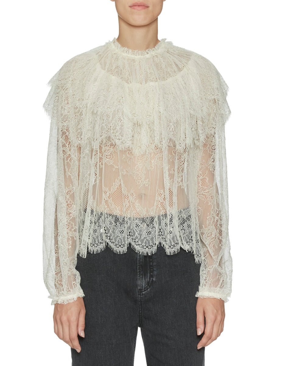 blusa viviane cape lace pearl - ulla johnson - camicia manica lunga