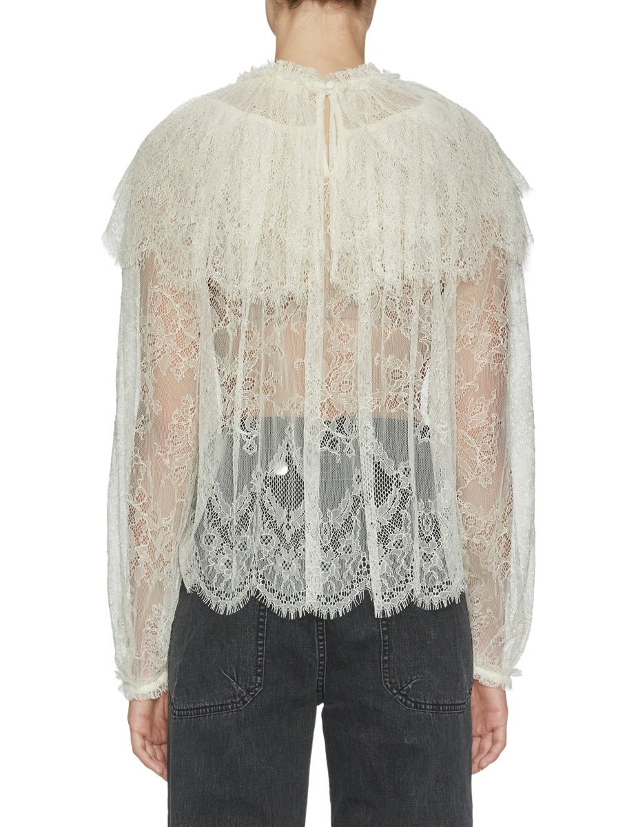 blusa viviane cape lace pearl - ulla johnson - camicia manica lunga