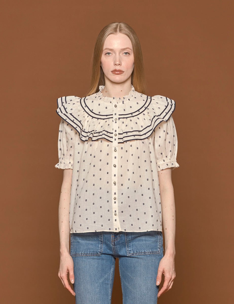 blusa wren eclipse dot ivory - ulla johnson - camicia manica corta