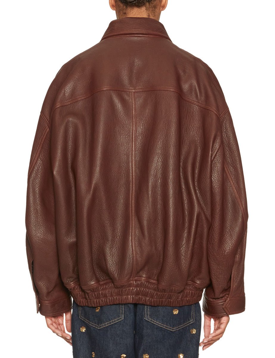 bomber aviatore pelle marrone castagna - rohe - bomber