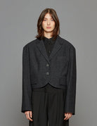 bomber blazer crop grey multi - tibi - blazer