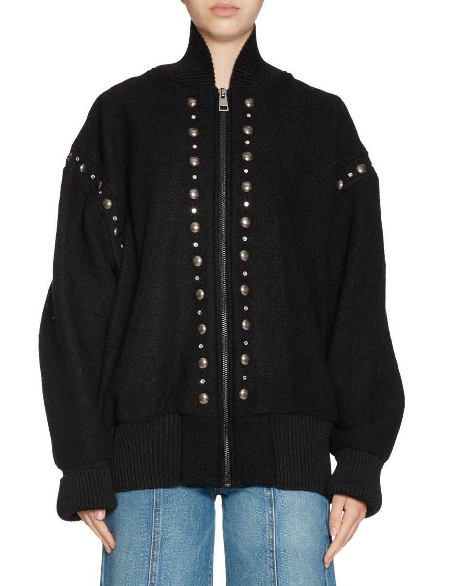 bomber boucle borchie e strass cristalli nero - a paper kid - bomber