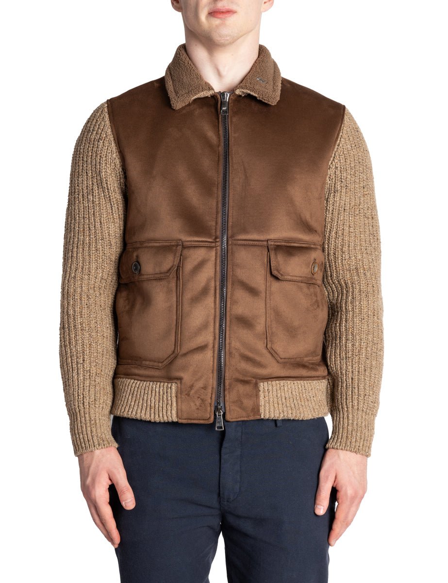 bomber ecomontone maniche maglia marrone - bob - giacca