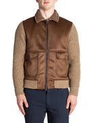 bomber ecomontone maniche maglia marrone - bob - giacca