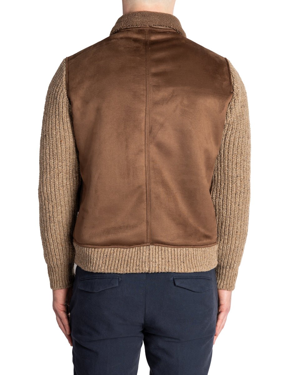 bomber ecomontone maniche maglia marrone - bob - giacca
