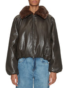 bomber ecopelle collo ecofur moro - blufrida - bomber