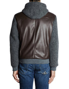 bomber ecopelle e panno castano - bob - giacca