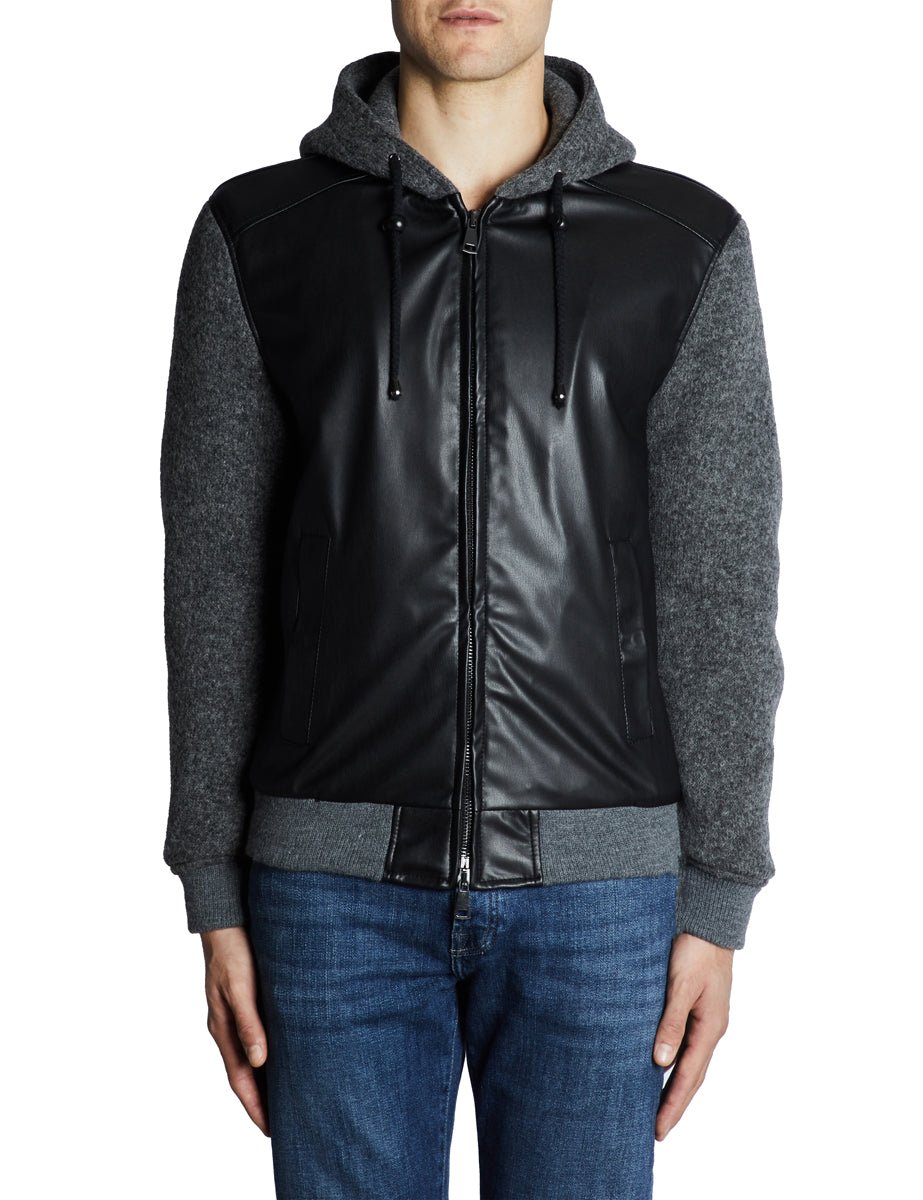 bomber ecopelle panno nero - bob - giacca