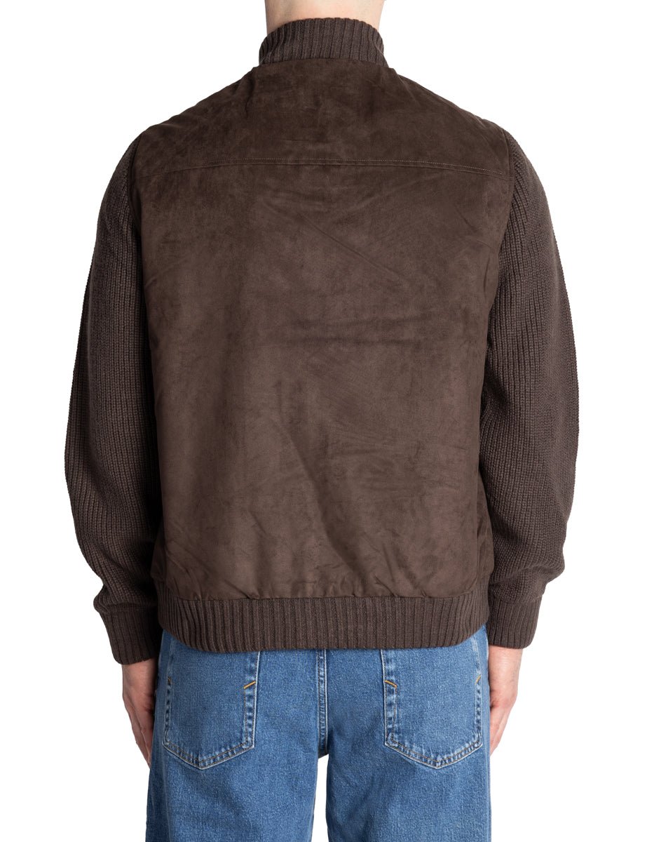 bomber ecosuede maglia marrone espresso - alley docks - giacca
