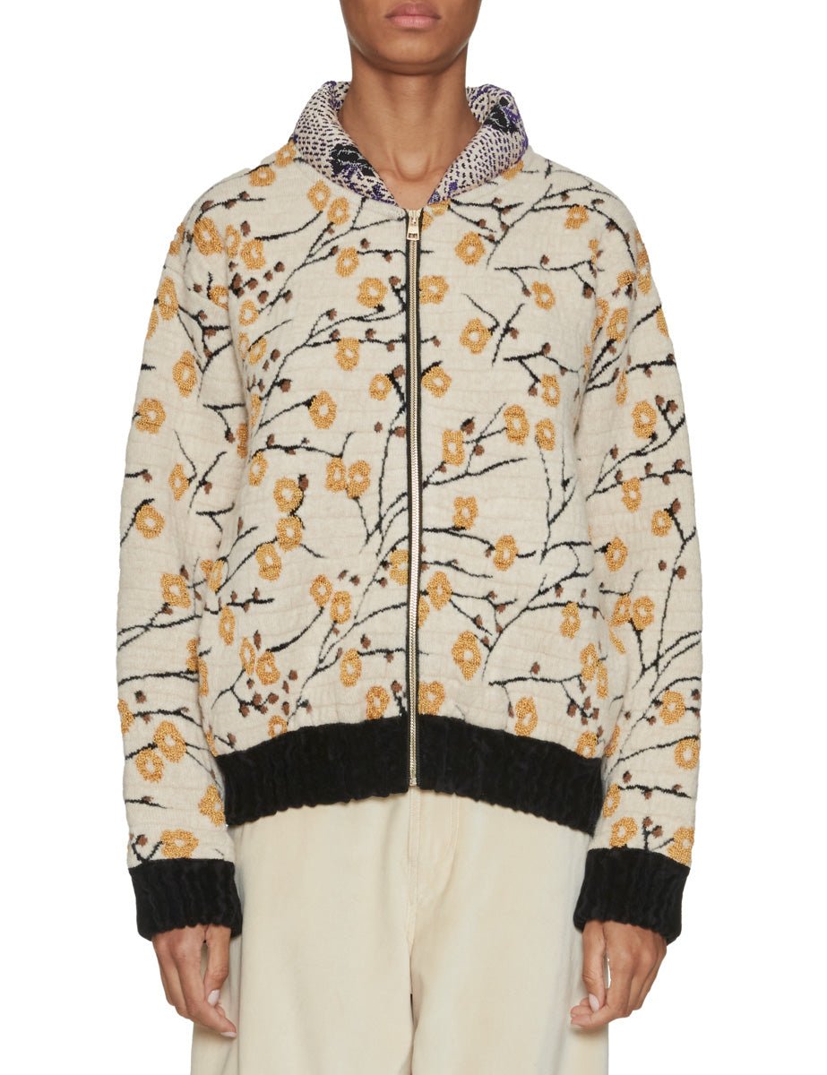 bomber jacquard fiore di ciliegio crema - forte forte - bomber