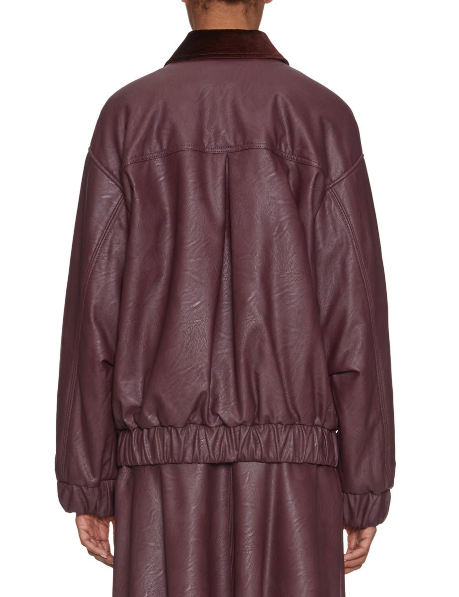 bomber over ecopelle collo velluto bordeaux - forte forte - bomber