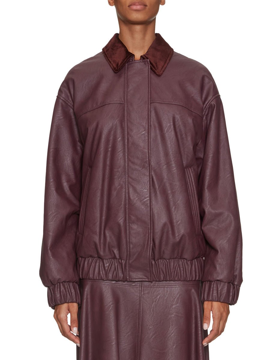 bomber over ecopelle collo velluto bordeaux - forte forte - bomber
