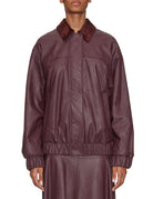 bomber over ecopelle collo velluto bordeaux - forte forte - bomber