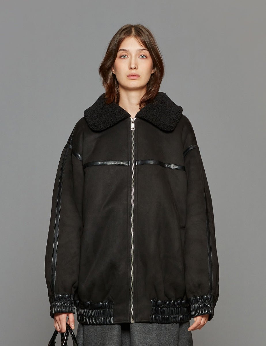 bomber oversized zip nero - rotate - bomber