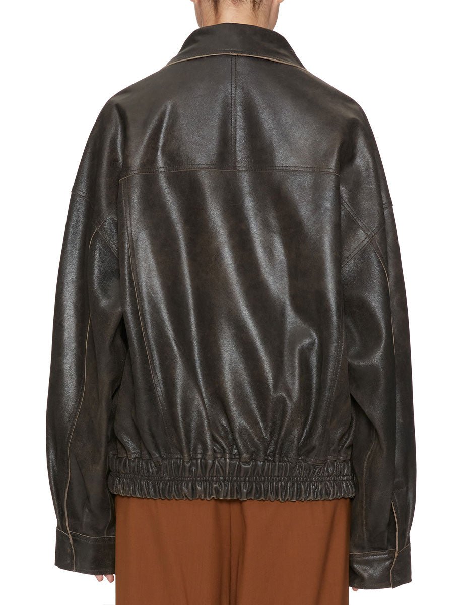 bomber pelle effetto vintage caffe - alysi - bomber