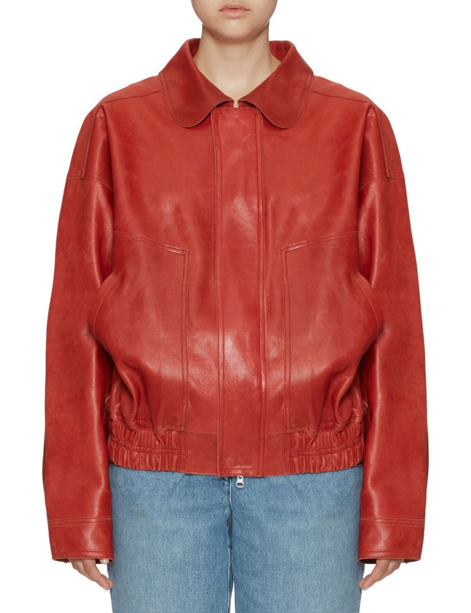 bomber pelle effetto vintage rosso - alysi - bomber