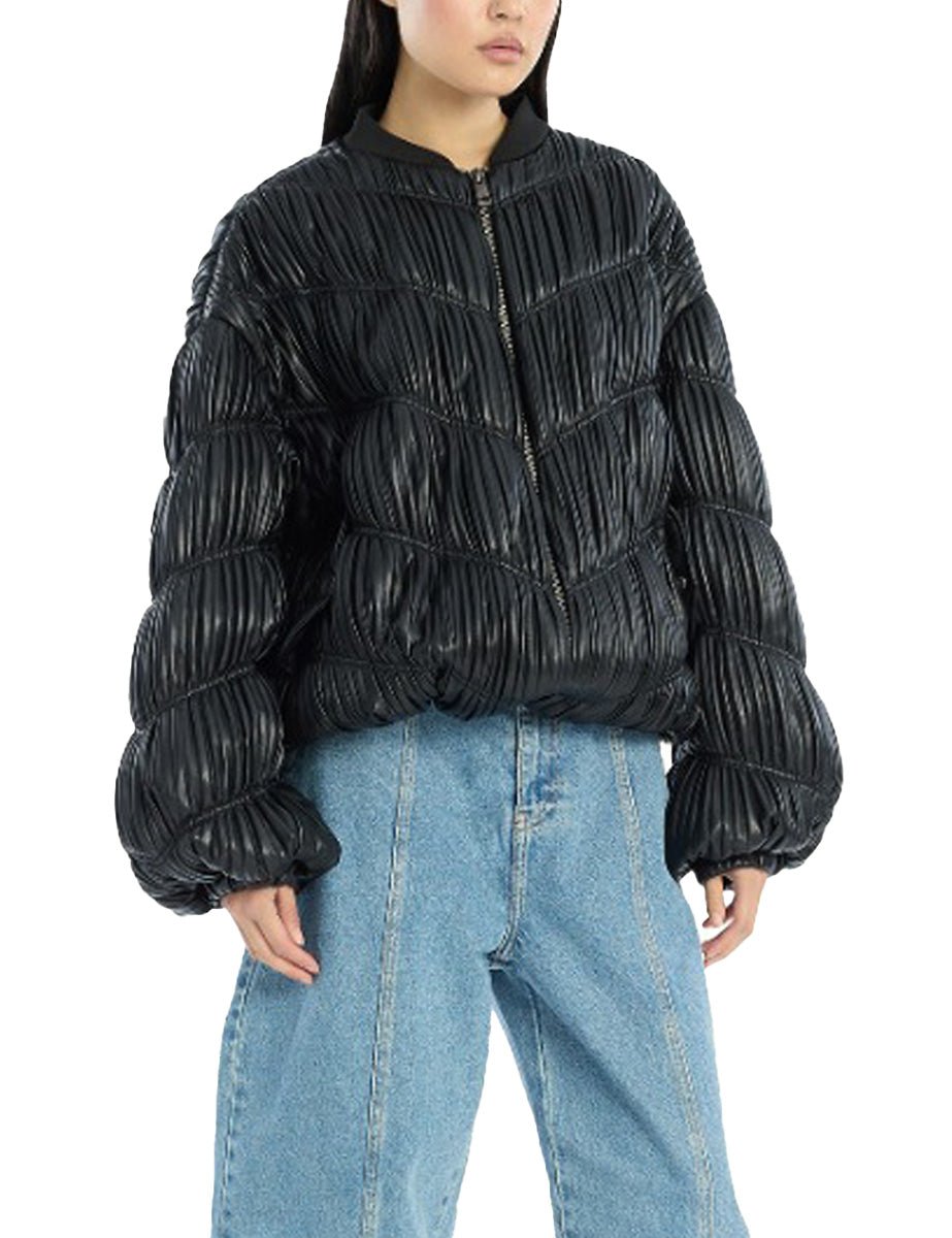 bomber plissettato black - rotate - bomber