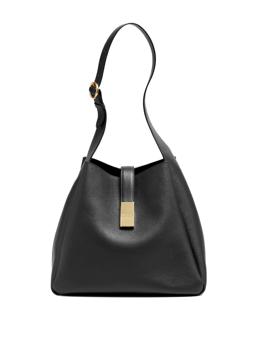 borsa a spalla pelle martellata nero - mouliebre - shopper