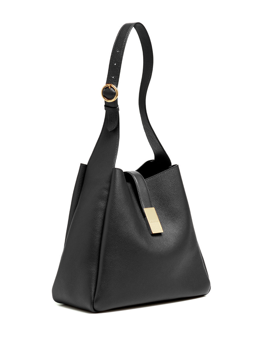 borsa a spalla pelle martellata nero - mouliebre - shopper