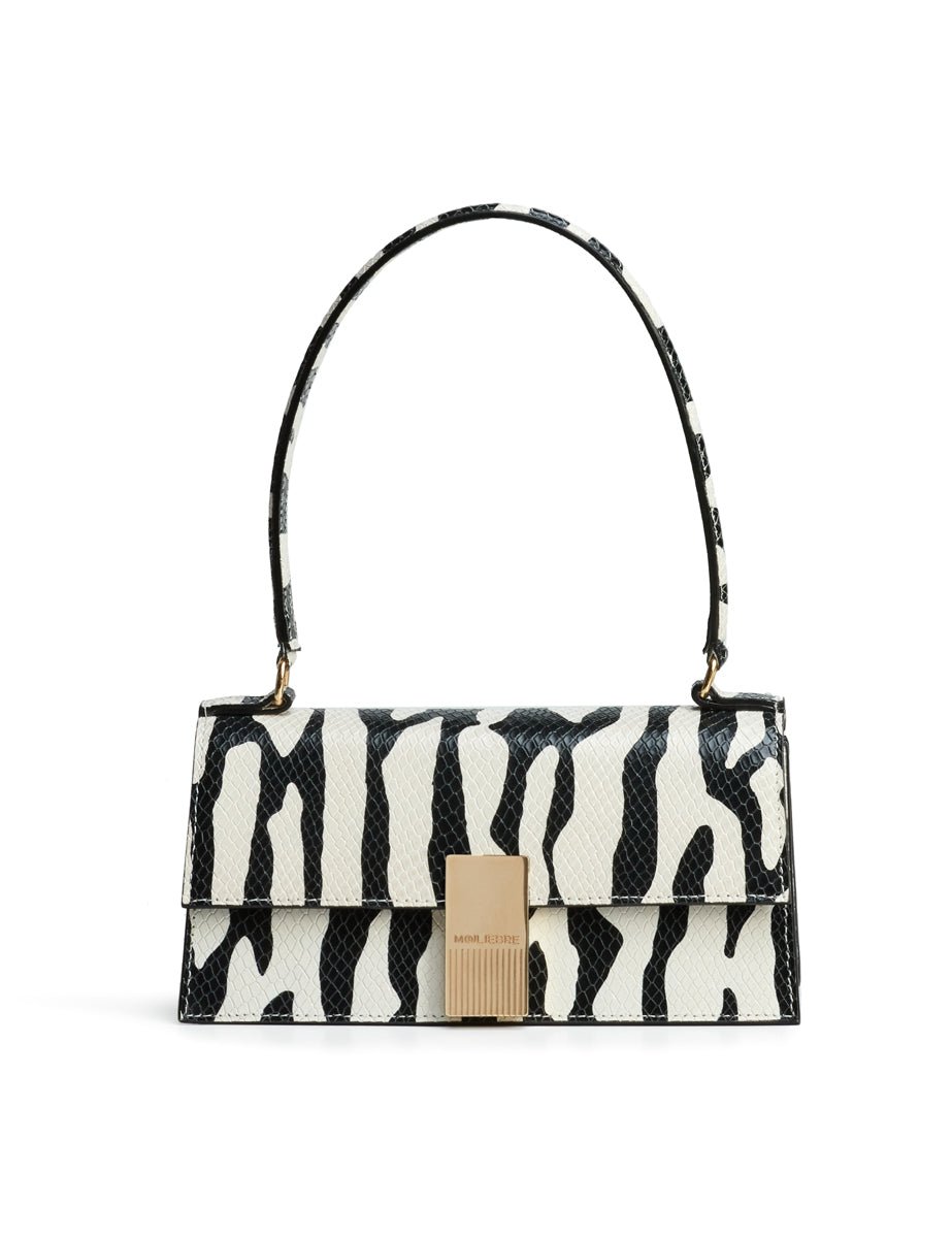borsa baguette stampa zebra bianco nero - Frida SRL