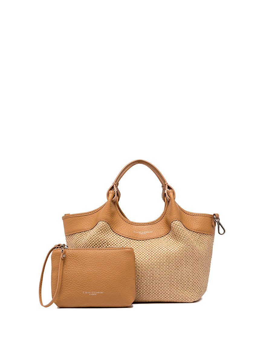 borsa dua pelle tessuto nature - gianni chiarini - shopper