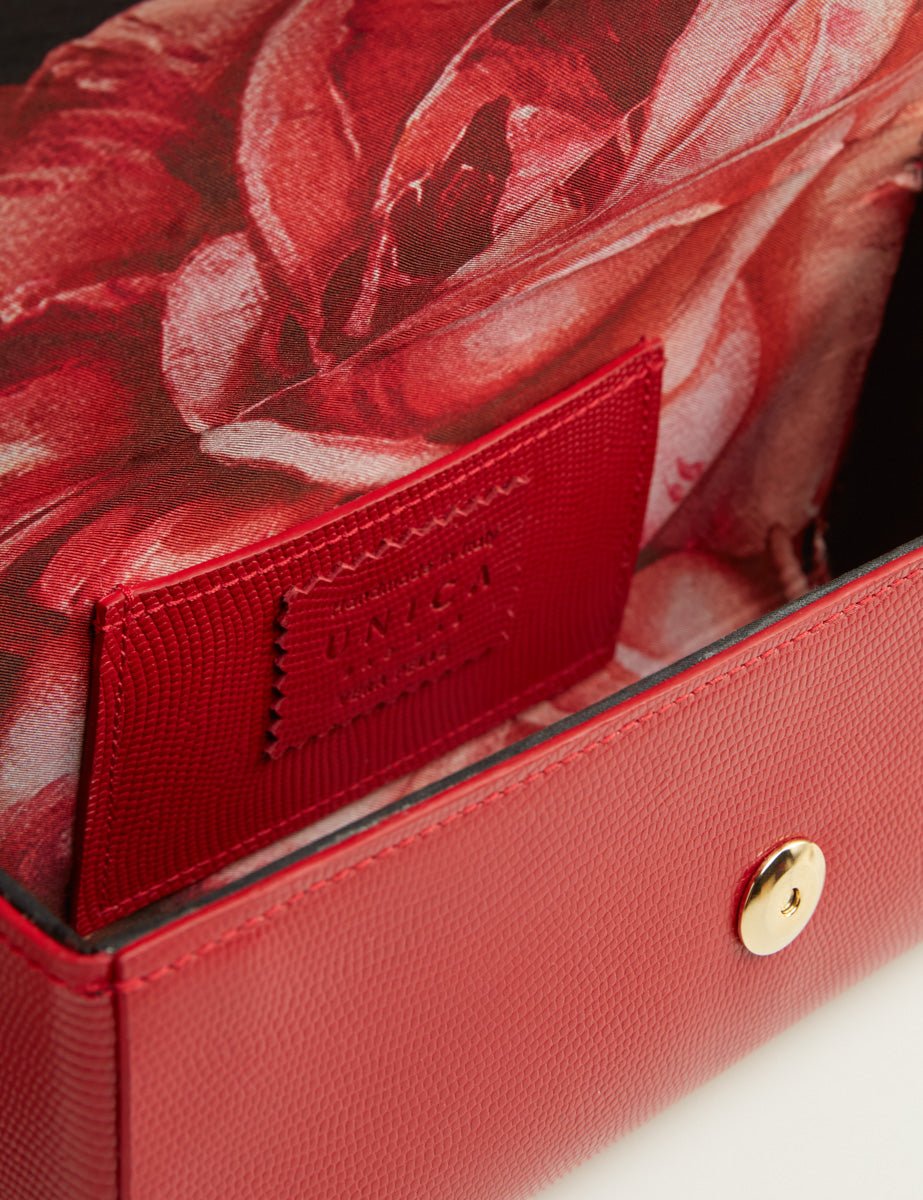 borsa lea interno seta rosso - unica bag lab - clutch