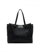borsa marcella pelle tessuto nero - Frida SRL