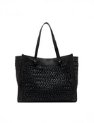 borsa marcella pelle tessuto nero - Frida SRL