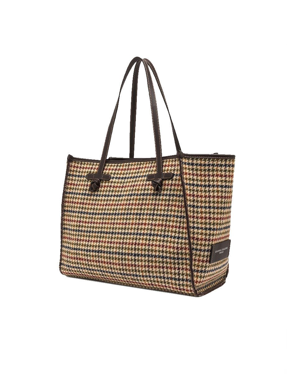borsa marcella pied de poule beige - gianni chiarini - shopper
