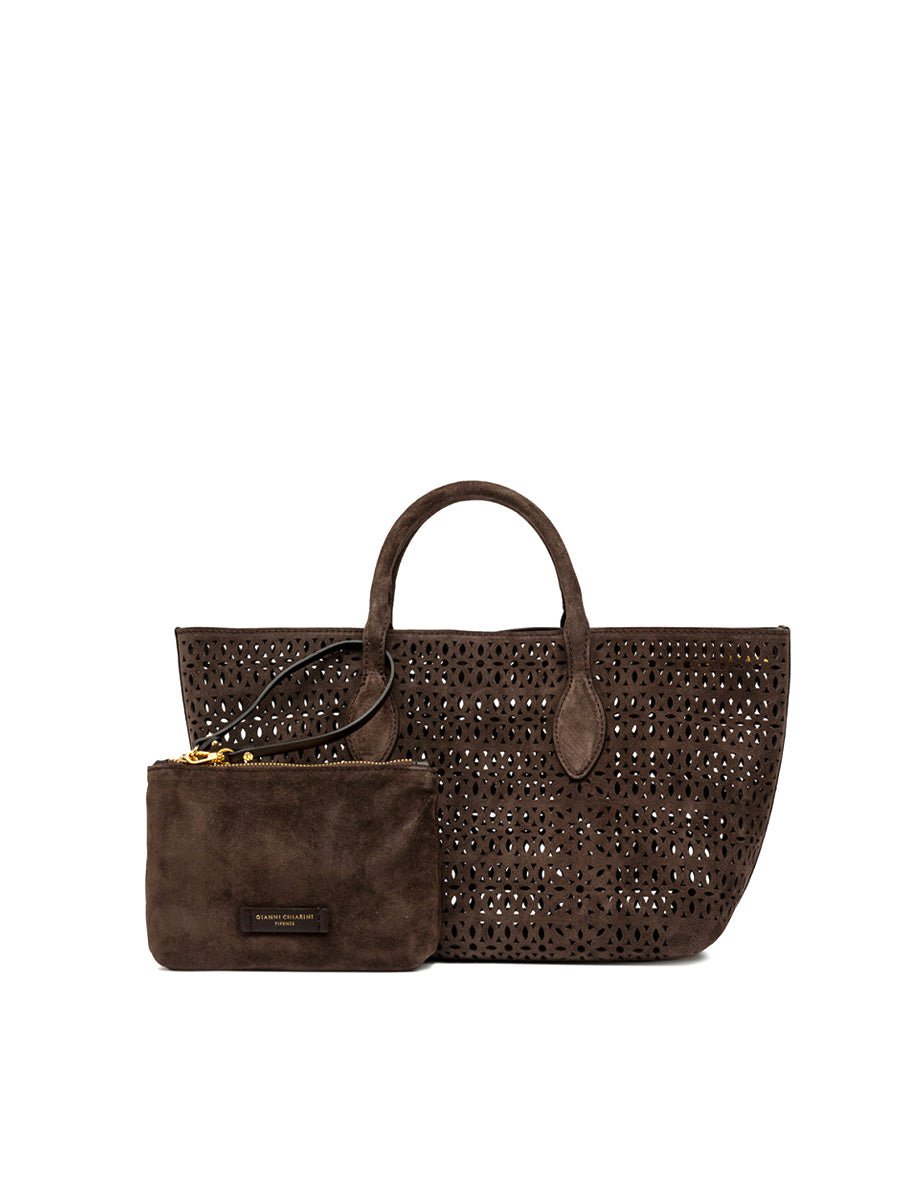 borsa mashup pelle moka - gianni chiarini - shopper
