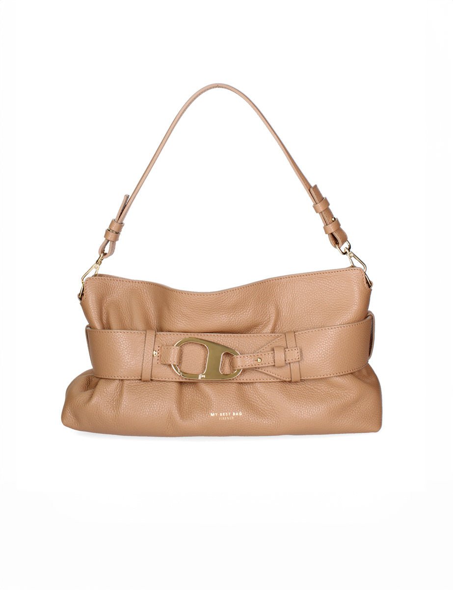 borsa moschettone big pelle caramel - my best bag - clutch