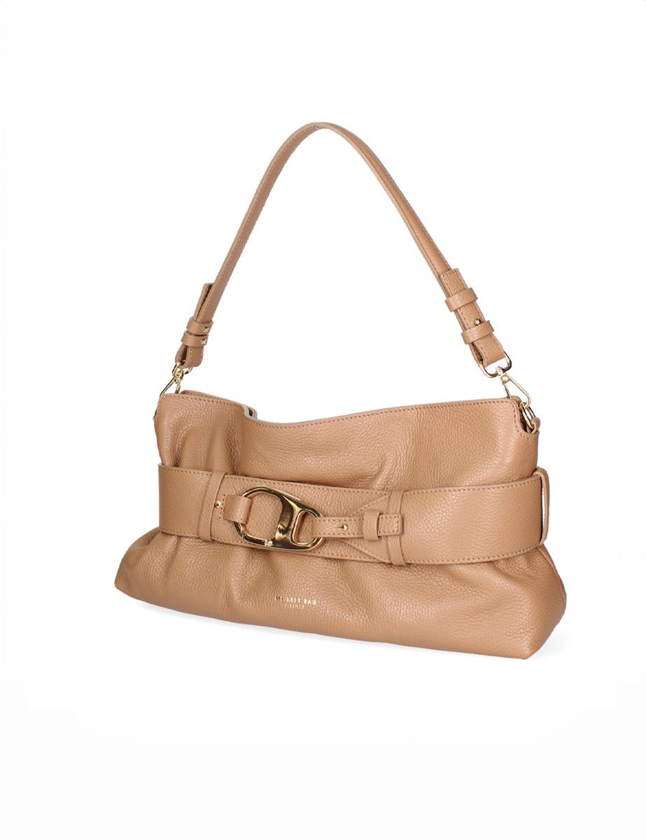 borsa moschettone big pelle caramel - my best bag - clutch