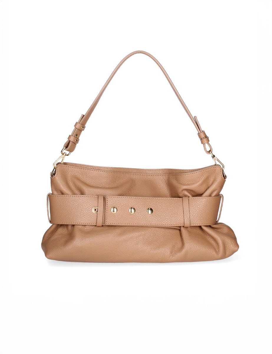 borsa moschettone big pelle caramel - my best bag - clutch