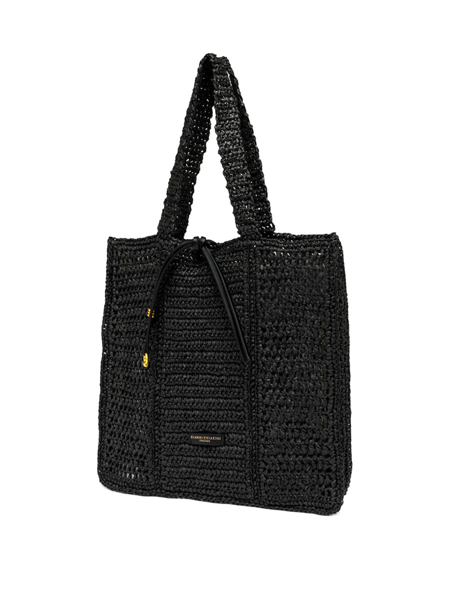 borsa nefeli crochet square nero - gianni chiarini - shopper