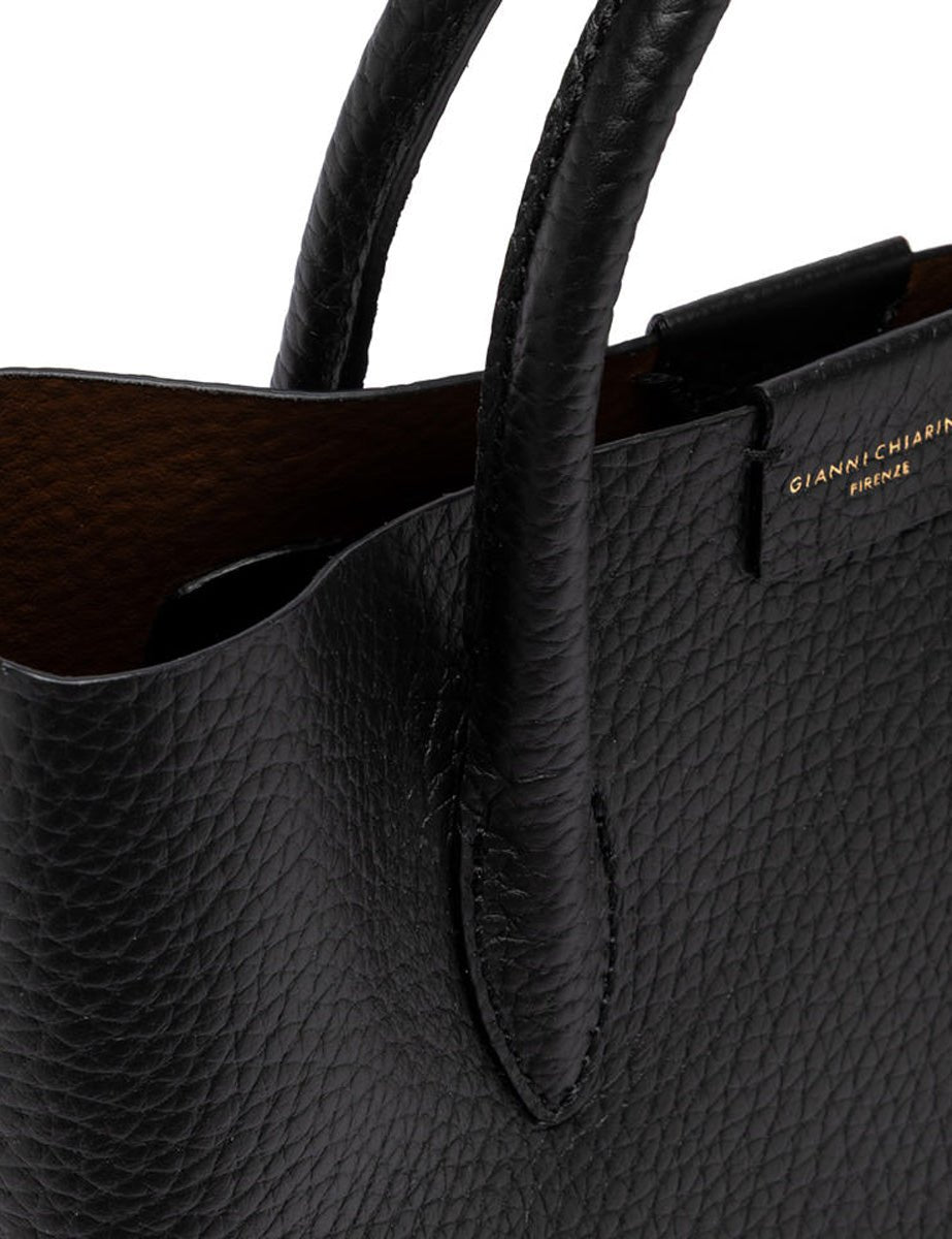 borsa pelle aretha nero castoro - gianni chiarini - shopper