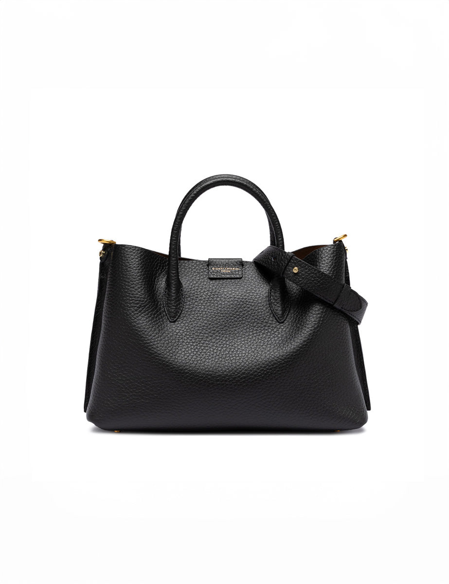 borsa pelle aretha nero castoro - gianni chiarini - shopper