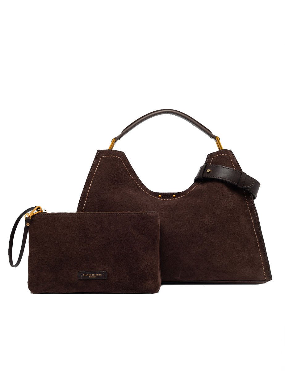 borsa pelle aurora marrone scuro - gianni chiarini - shopper
