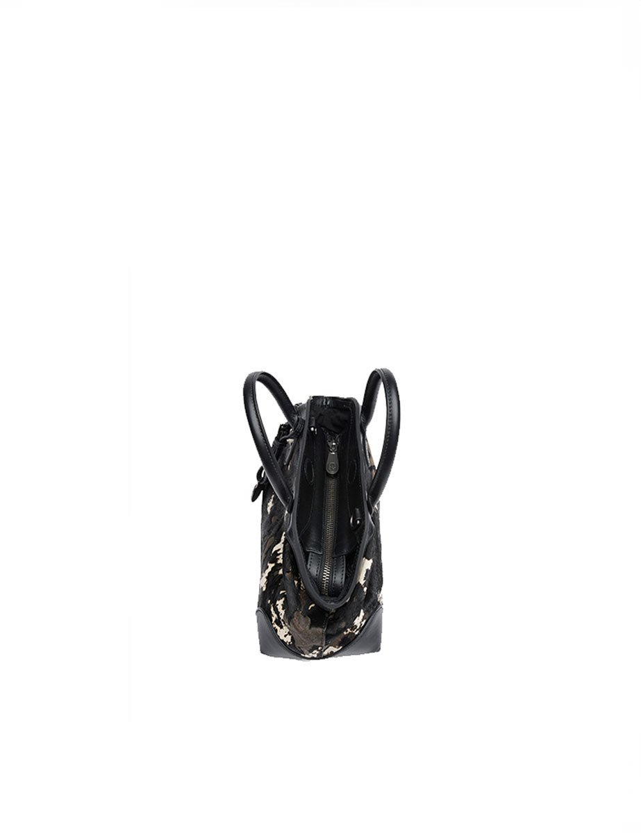 borsa pelle cavallino stampa mucca nero - ash - shopper