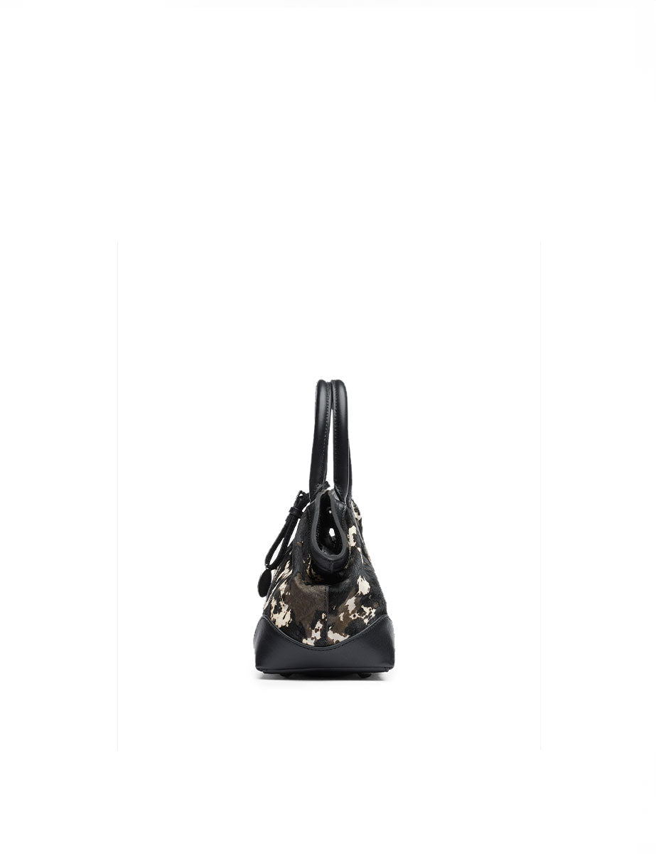 borsa pelle cavallino stampa mucca nero - ash - shopper